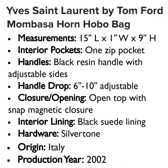 YSL Iconic Mombasa Ford black leather horn hobo - Picture 7 of 10